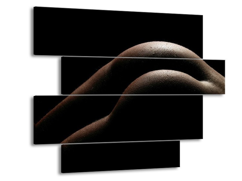 Glas schilderij Billen | Zwart, Wit, Bruin | 115x85cm 4Luik