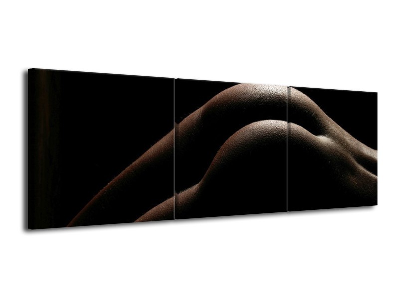 Canvas schilderij Billen | Zwart, Wit, Bruin | 120x40cm 3Luik