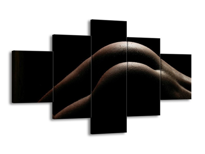 Canvas schilderij Billen | Zwart, Wit, Bruin | 125x70cm 5Luik