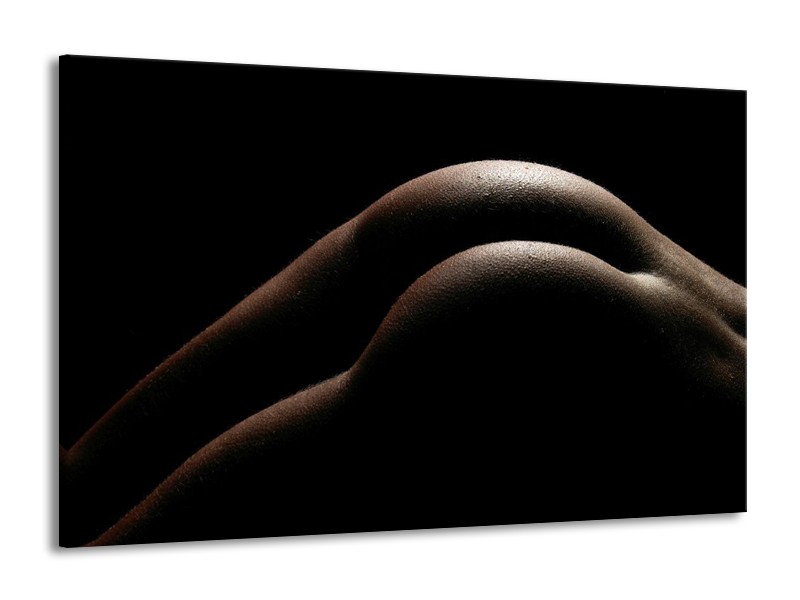Canvas schilderij Billen | Zwart, Wit, Bruin | 140x90cm 1Luik
