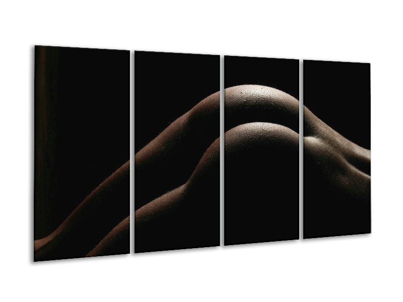 Canvas schilderij Billen | Zwart, Wit, Bruin | 160x80cm 4Luik