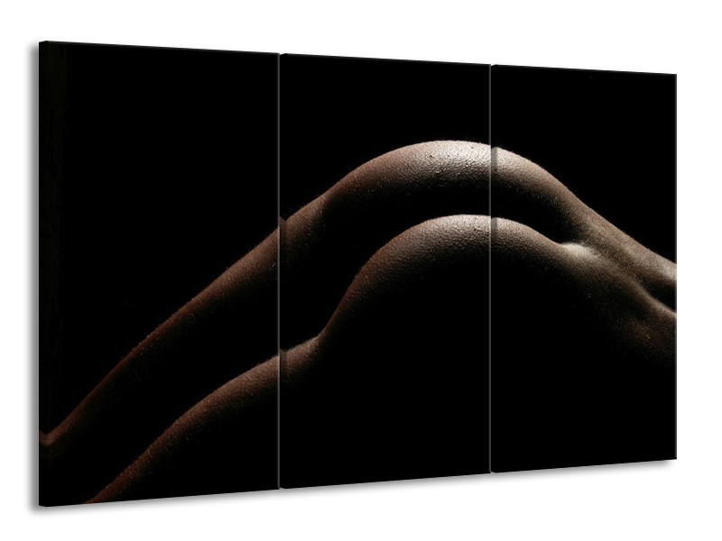 Canvas schilderij Billen | Zwart, Wit, Bruin | 165x100cm 3Luik