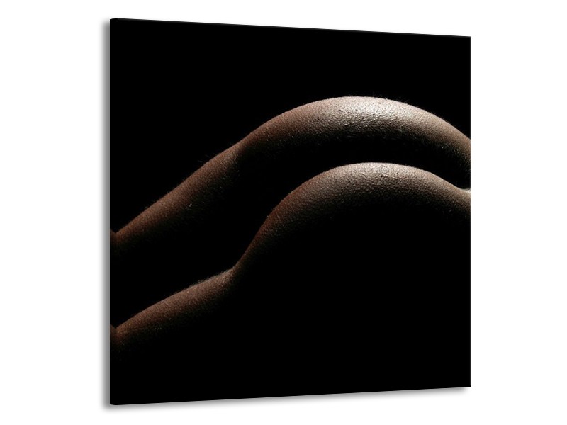 Canvas schilderij Billen | Zwart, Wit, Bruin | 70x70cm 1Luik