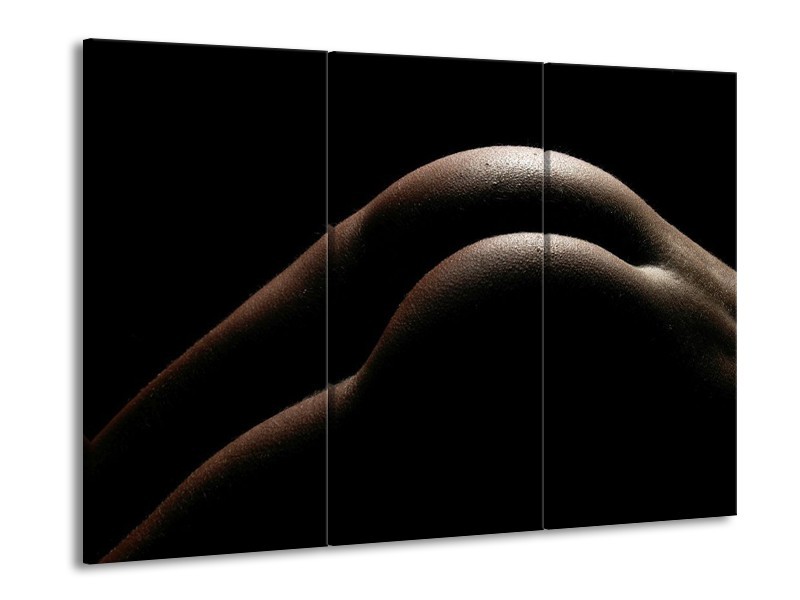 Canvas schilderij Billen | Zwart, Wit, Bruin | 90x60cm 3Luik