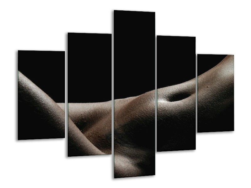 Canvas schilderij Lichaam | Zwart, Wit, Bruin | 100x70cm 5Luik