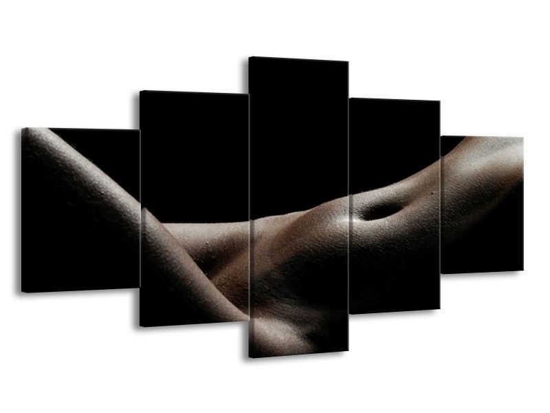 Canvas schilderij Lichaam | Zwart, Wit, Bruin | 150x80cm 5Luik