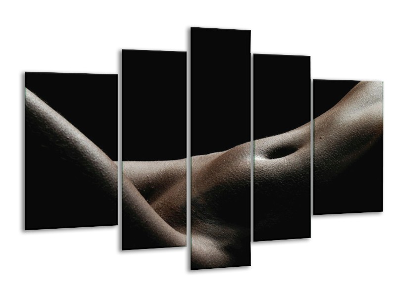 Glas schilderij Lichaam | Zwart, Wit, Bruin | 170x100cm 5Luik