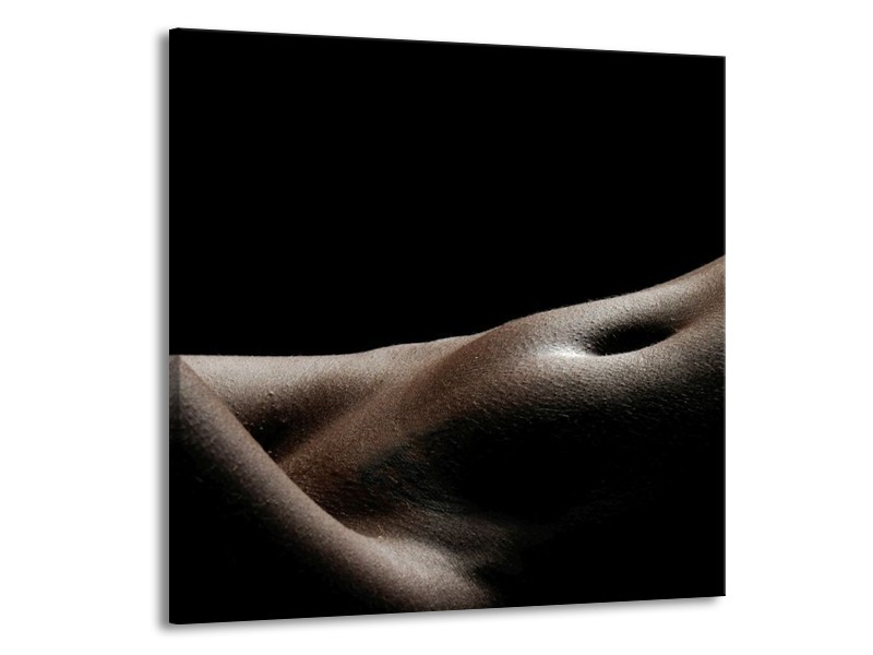 Glas schilderij Lichaam | Zwart, Wit, Bruin | 50x50cm 1Luik