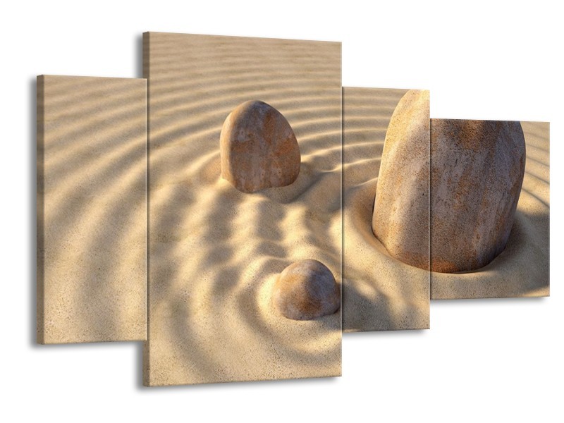Canvas schilderij Zand | Crème, Wit, Grijs | 120x75cm 4Luik