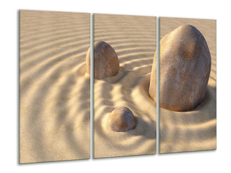 Canvas schilderij Zand | Crème, Wit, Grijs | 120x80cm 3Luik