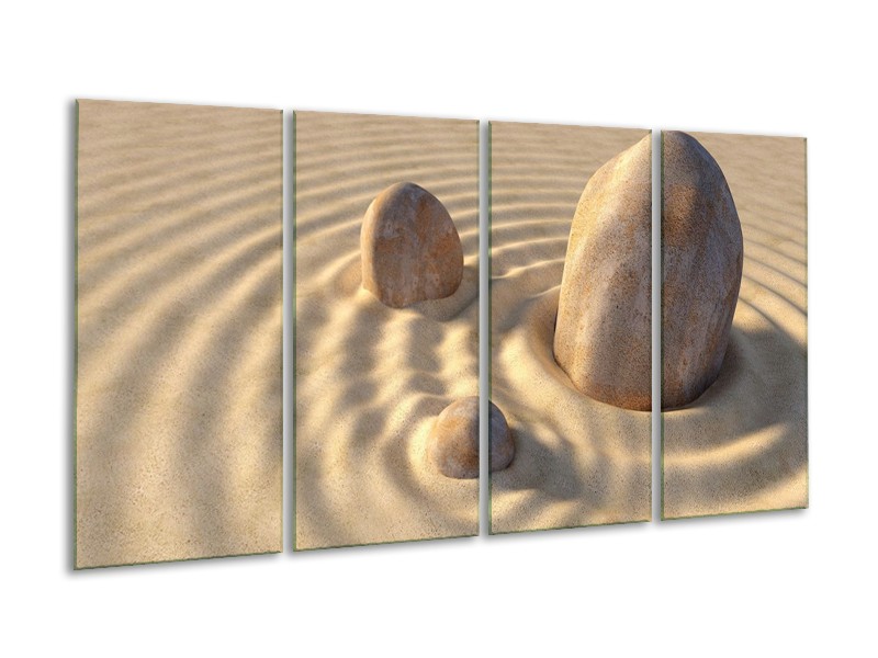 Canvas schilderij Zand | Crème, Wit, Grijs | 160x80cm 4Luik