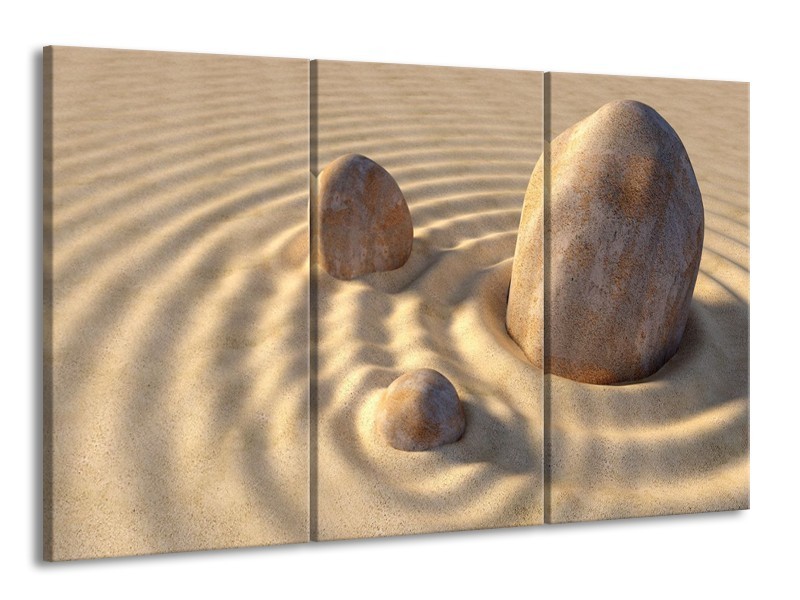 Canvas schilderij Zand | Crème, Wit, Grijs | 165x100cm 3Luik