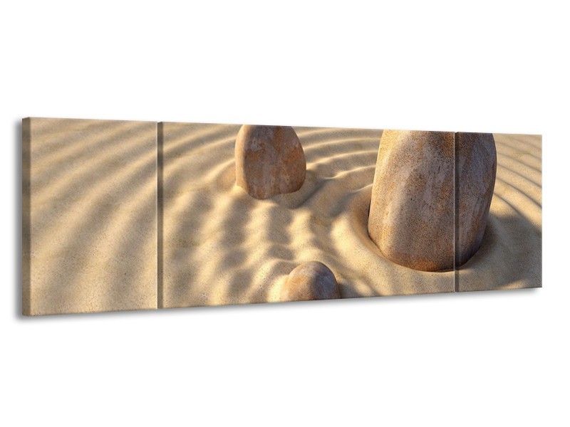 Canvas schilderij Zand | Crème, Wit, Grijs | 170x50cm 3Luik