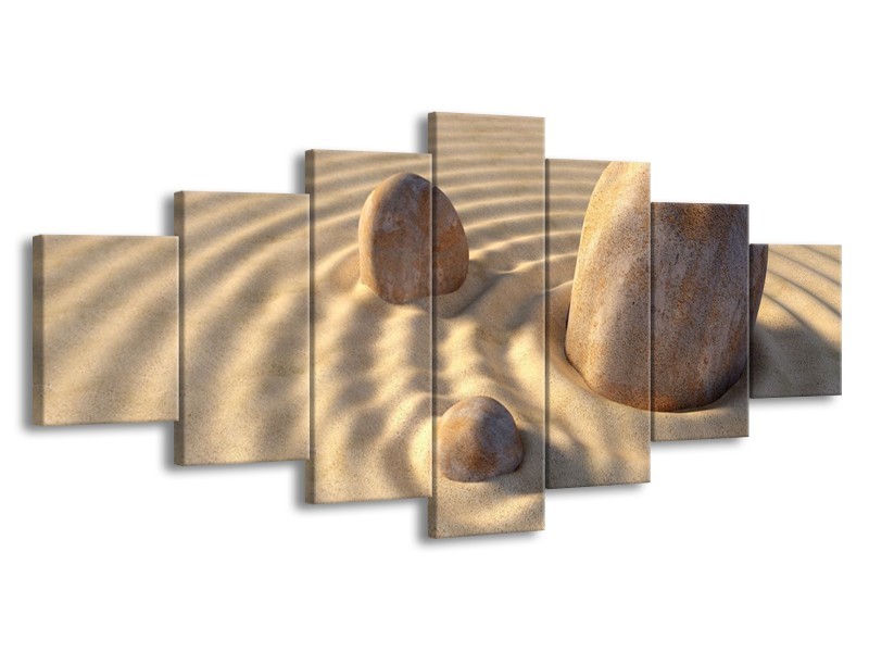 Canvas schilderij Zand | Crème, Wit, Grijs | 210x100cm 7Luik