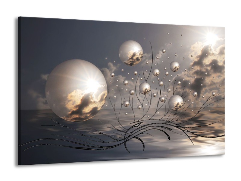 Glas schilderij Ballen | Grijs, Wit, Zwart | 140x90cm 1Luik