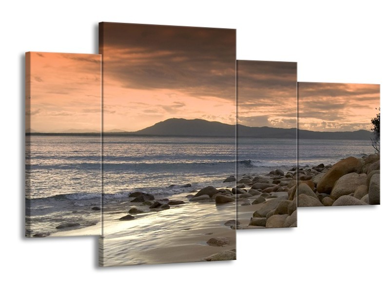 Glas schilderij Zee | Blauw, Grijs, Wit | 120x75cm 4Luik