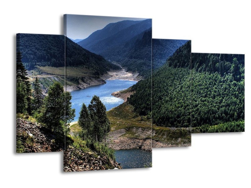 Glas schilderij Bergen | Blauw, Groen, Wit | 120x75cm 4Luik