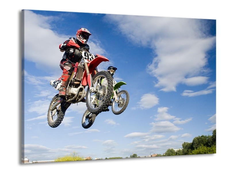 Glas schilderij Motor | Blauw, Rood, Wit | 100x70cm 1Luik