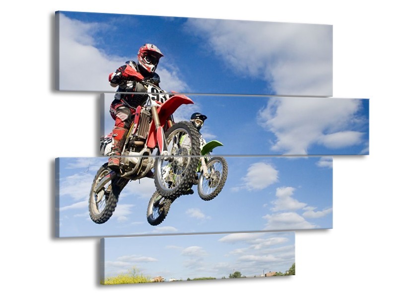 Glas schilderij Motor | Blauw, Rood, Wit | 115x85cm 4Luik