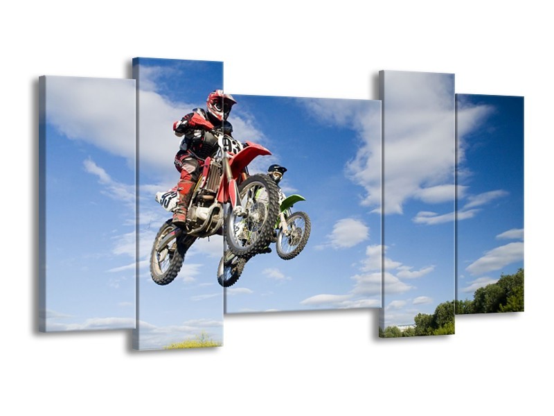Glas schilderij Motor | Blauw, Rood, Wit | 120x65cm 5Luik