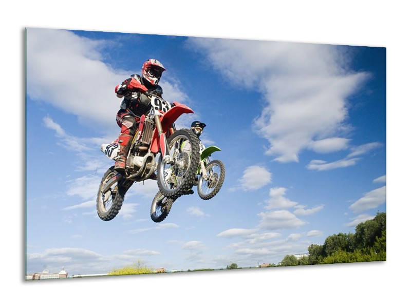 Glas schilderij Motor | Blauw, Rood, Wit | 120x70cm 1Luik