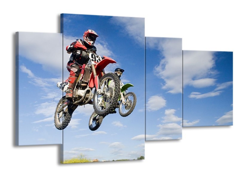 Glas schilderij Motor | Blauw, Rood, Wit | 120x75cm 4Luik