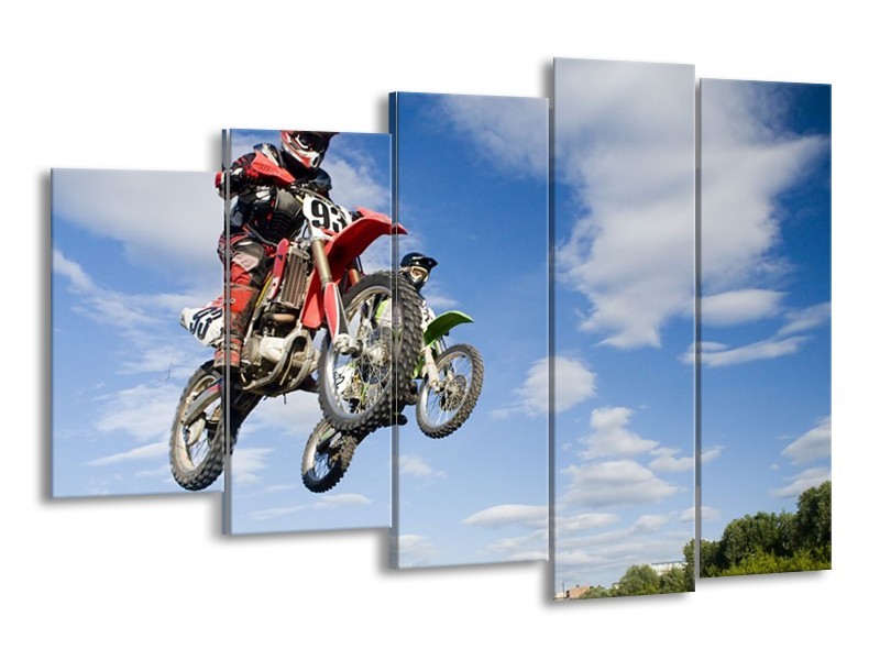Glas schilderij Motor | Blauw, Rood, Wit | 150x100cm 5Luik