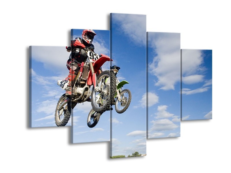 Glas schilderij Motor | Blauw, Rood, Wit | 150x105cm 5Luik