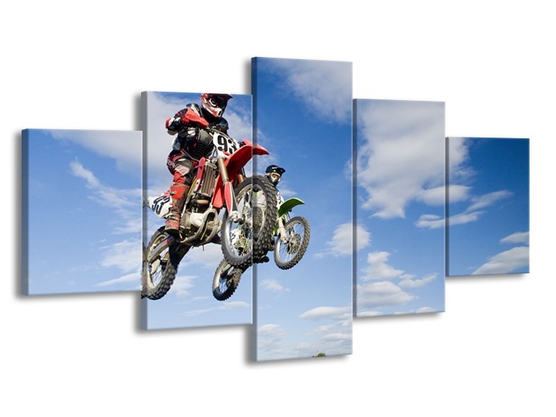 Glas schilderij Motor | Blauw, Rood, Wit | 150x80cm 5Luik