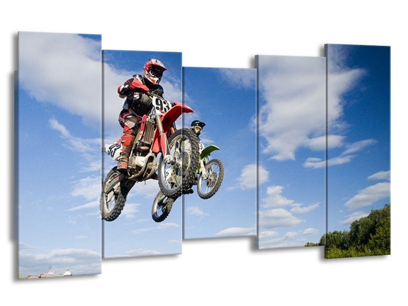 Glas schilderij Motor | Blauw, Rood, Wit | 150x80cm 5Luik