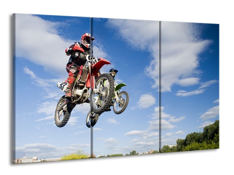 Glas schilderij Motor | Blauw, Rood, Wit | 165x100cm 3Luik