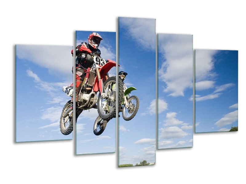 Glas schilderij Motor | Blauw, Rood, Wit | 170x100cm 5Luik