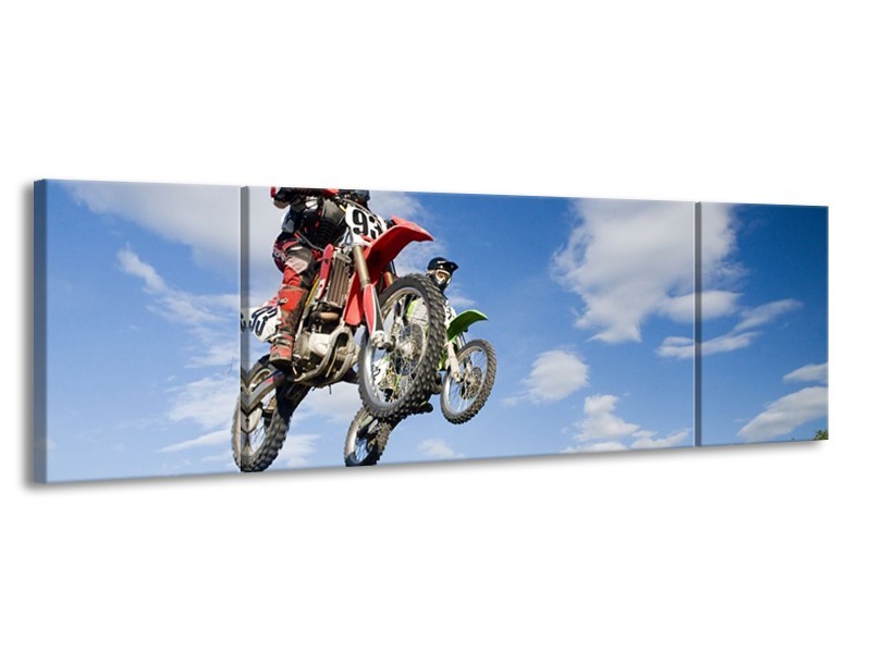 Glas schilderij Motor | Blauw, Rood, Wit | 170x50cm 3Luik