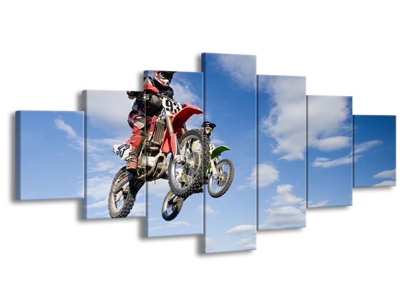 Glas schilderij Motor | Blauw, Rood, Wit | 210x100cm 7Luik