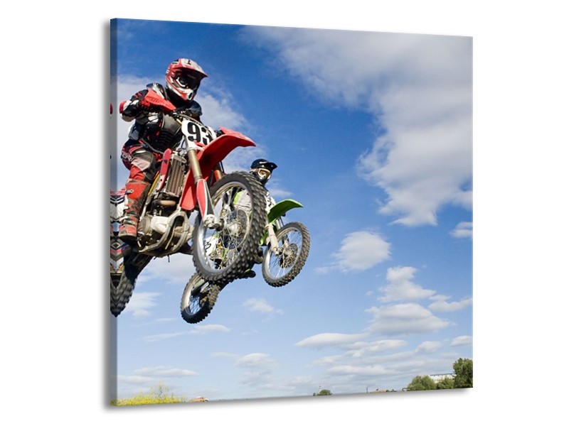 Glas schilderij Motor | Blauw, Rood, Wit | 50x50cm 1Luik