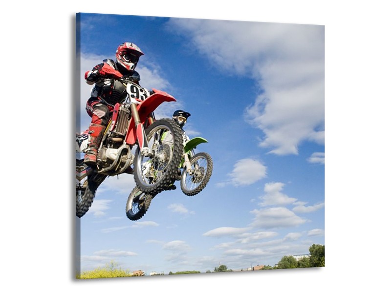 Glas schilderij Motor | Blauw, Rood, Wit | 70x70cm 1Luik