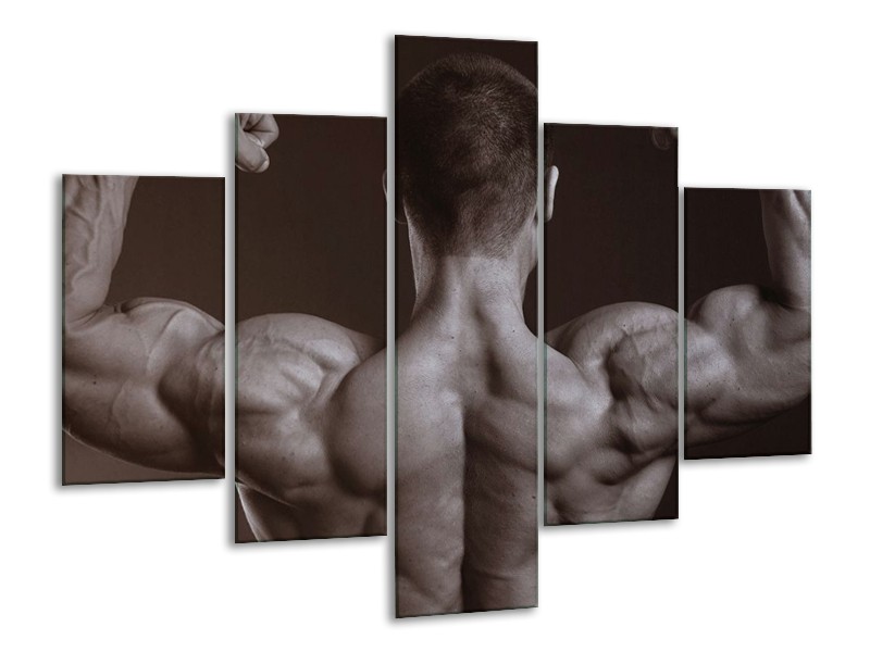 Canvas schilderij Man | Grijs, Zwart, Sepia | 100x70cm 5Luik