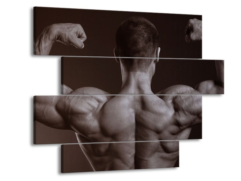 Canvas schilderij Man | Grijs, Zwart, Sepia | 115x85cm 4Luik