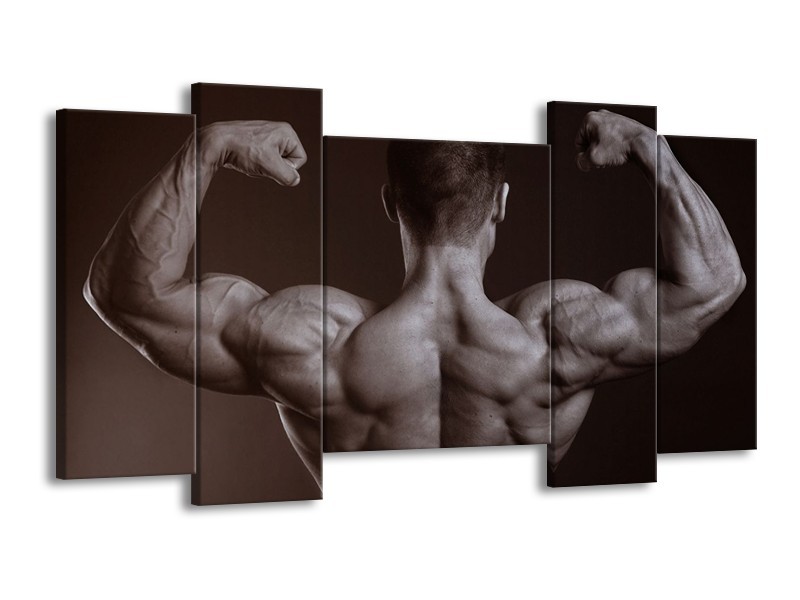 Canvas schilderij Man | Grijs, Zwart, Sepia | 120x65 5Luik