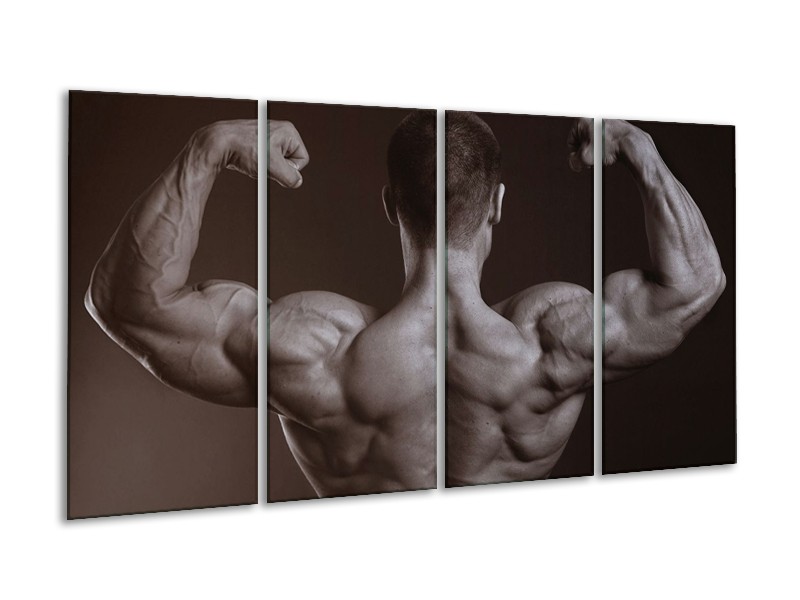 Canvas schilderij Man | Grijs, Zwart, Sepia | 160x80cm 4Luik