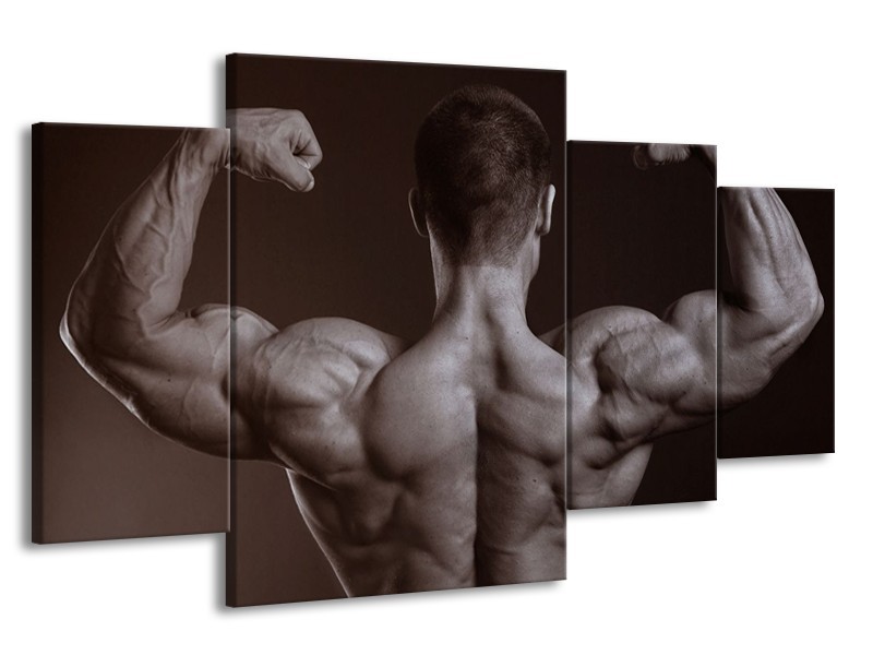 Glas schilderij Man | Grijs, Zwart, Sepia | 160x90cm 4Luik