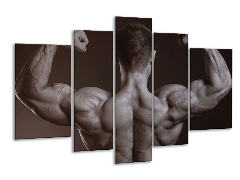 Glas schilderij Man | Grijs, Zwart, Sepia | 170x100cm 5Luik