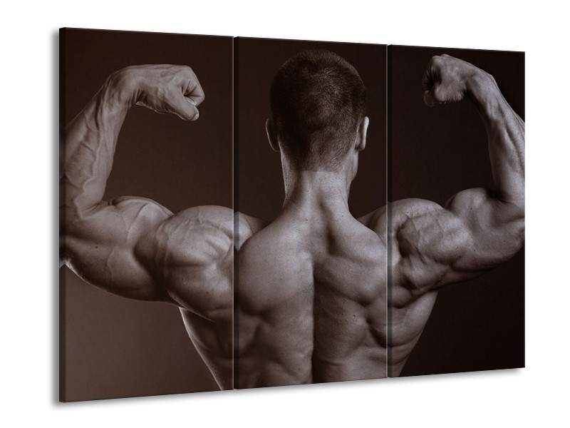 Glas schilderij Man | Grijs, Zwart, Sepia | 90x60cm 3Luik