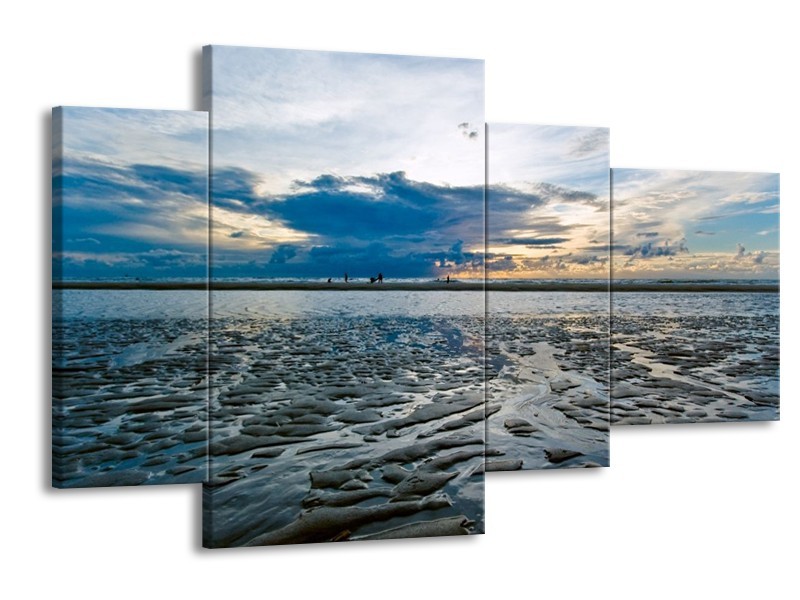 Glas schilderij Water | Blauw, Grijs, Wit | 120x75cm 4Luik