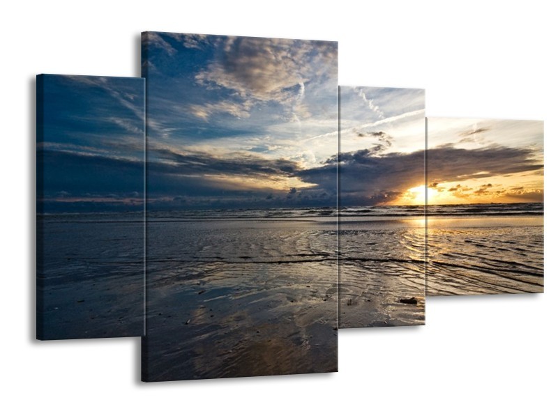 Glas schilderij Zee | Blauw, Grijs, Wit | 120x75cm 4Luik