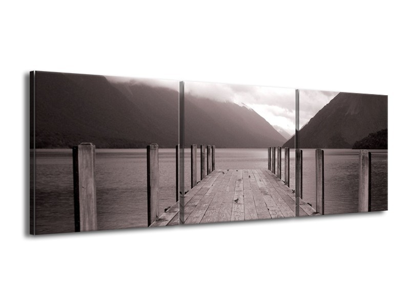 Canvas schilderij Bruggen | Grijs, Wit | 150x50cm 3Luik