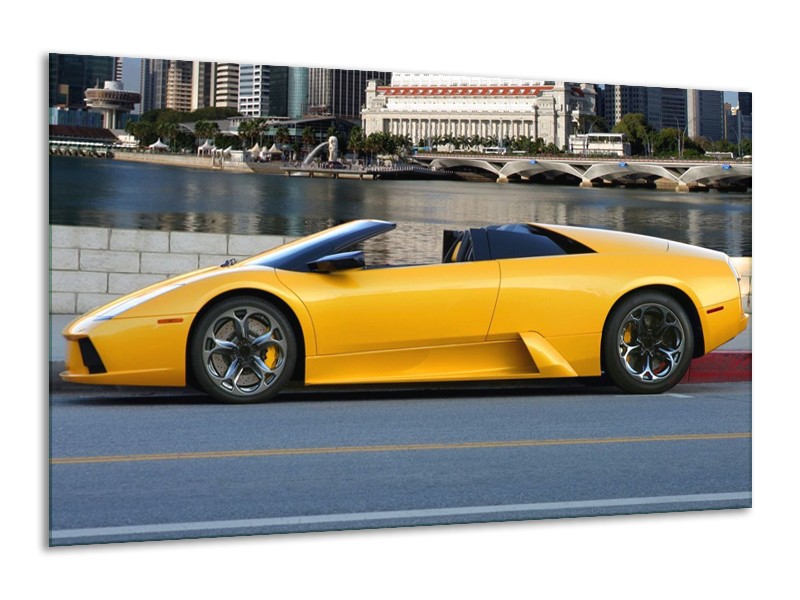 Glas schilderij Auto | Geel, Blauw, | 120x70cm 1Luik