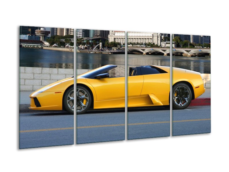 Glas schilderij Auto | Geel, Blauw, | 160x80cm 4Luik