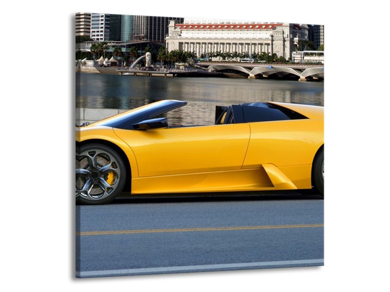 Glas schilderij Auto | Geel, Blauw, | 50x50cm 1Luik