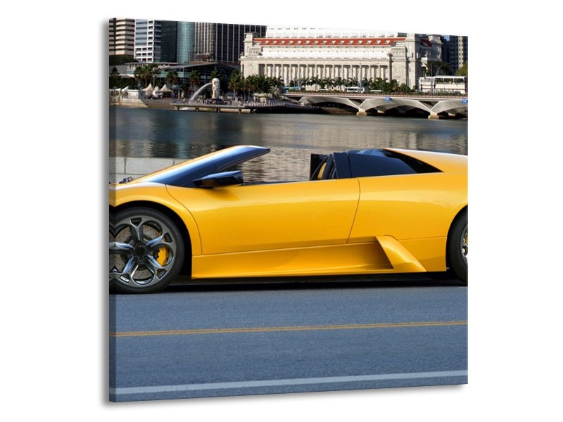 Glas schilderij Auto | Geel, Blauw, | 70x70cm 1Luik